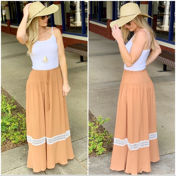Infinity Raine Dresses & Skirts - ✨LAST ONE✨Camel lace inset maxi skirt
